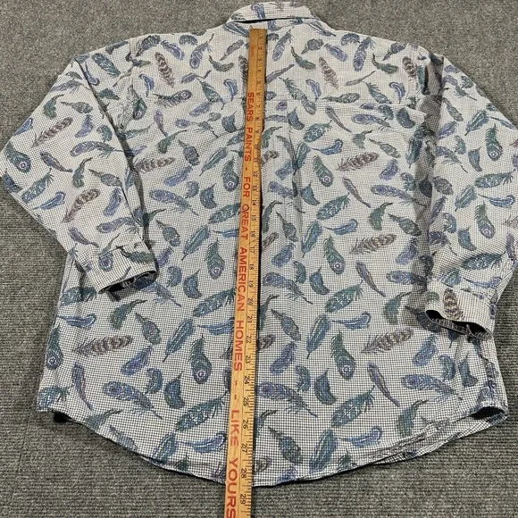 Vintage Lee Shirt Mens M Long Sleeve Button Down Peacock Feather Print Western - Picture 9 of 10